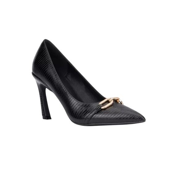 New York& Co black horse bit chain detail high heels pointed toe size 9 - Picture 1 of 9